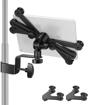Neewer 7-14 Inches Adjustable Tablet Holder Mount With 360 Degree Swivel Clamp for Connecting With Microphone Stand, Compatible