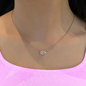 Pear 2.00tcw Lab Grown Diamond Halo Style Necklace, D-E-F Color, VVS-VS Clarity - IGI Certified Necklace