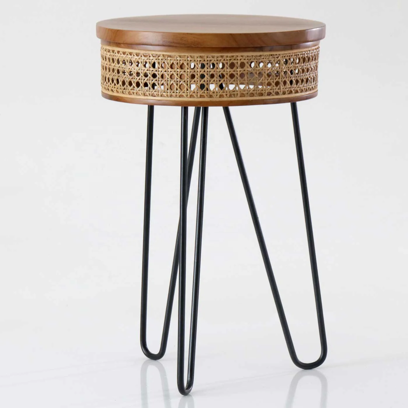 Vietnamese Manufacturer Rattan With Wood Side Table Elegant Round