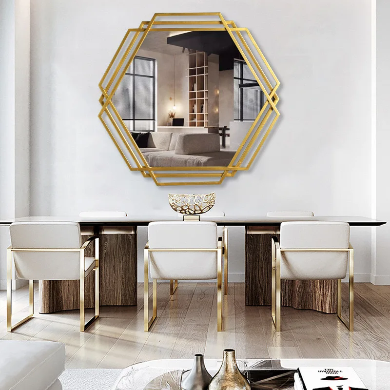 Gold Metal Octagon Framed Wall Mirror - Buy Hotel Mirror Wall-mounted ...