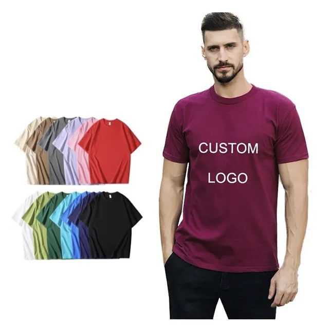 High Quality Solid Color 210gsm Blanks Cotton T Shirt Custom Printed Plain Round Neck TShirt Graphic T Shirts
