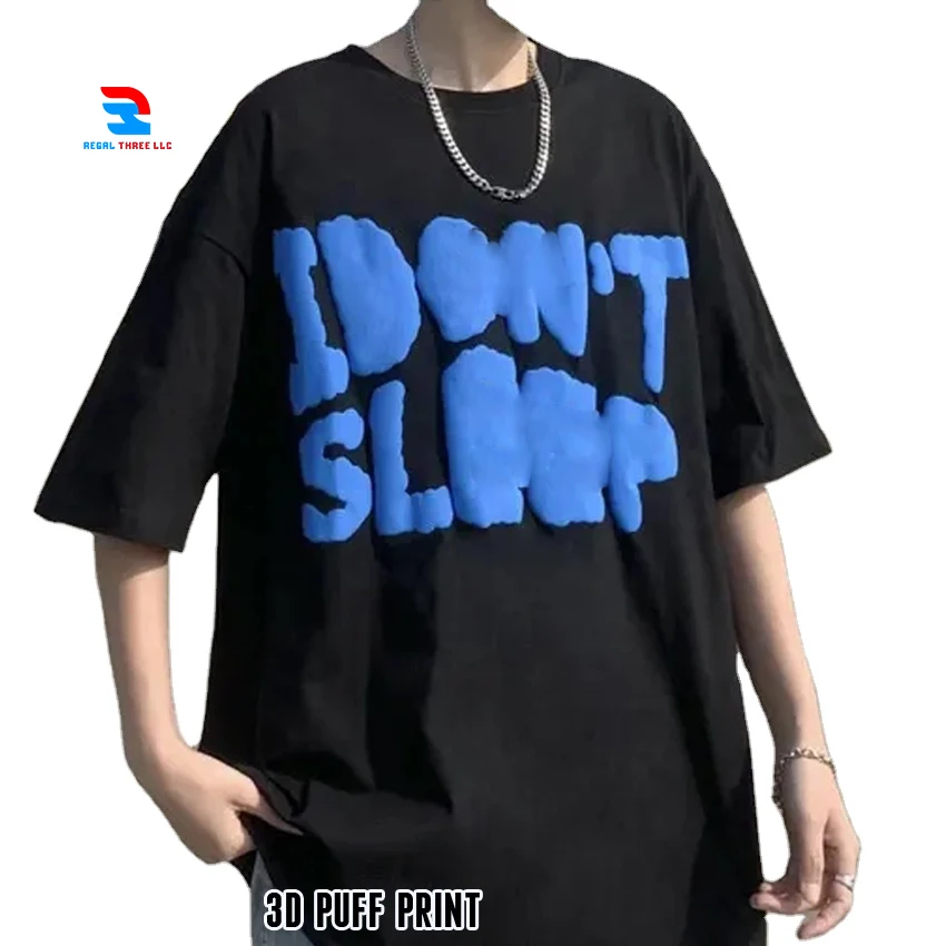 Customized Puff Print Knitted T-Shirts With Puff Effect Custom