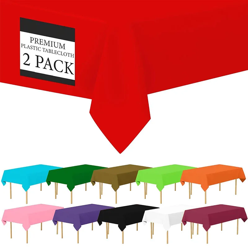 Dining Table Cover Waxed Plastic Rectangle Outdoor Waterproof Plain Solid Plastic Tablecloth Plain Dyed Tablecloth Party 75