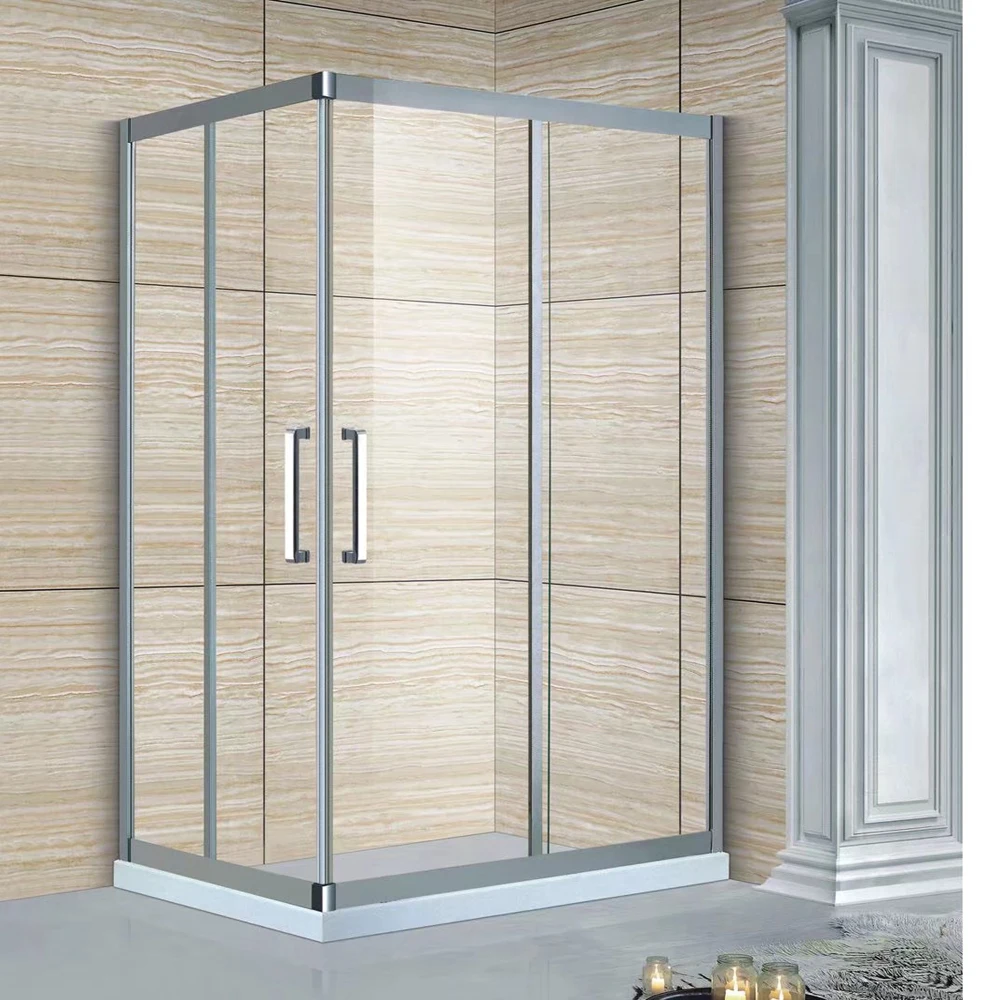 Modular Tempered Glass Sliver Sliding Door Integrated  Supplier Sliver Walk In Shower Enclosure Bathroom Shower Room