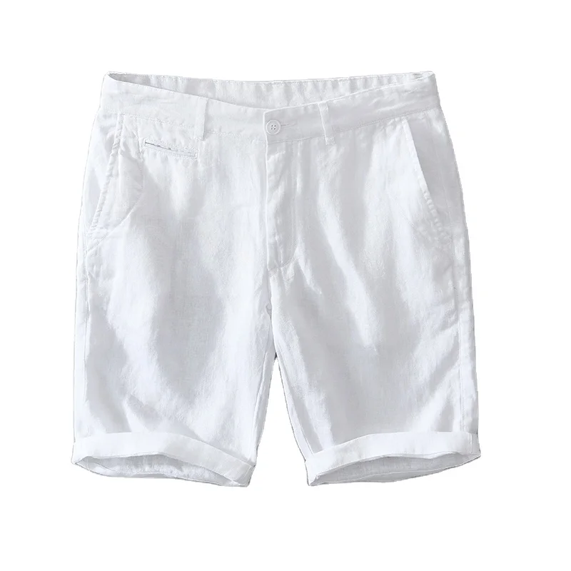 Reng Léngen Shorts fir Männer 2023 Summer Nei Moud Eenzeg Wäiss Loose Vakanz Shorts Männer Casual Plus Size Knäppchen Glüh Short348_voghion.com