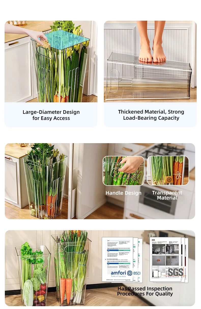 product wanuo tall clear vegetable storage bin green onion storage bin open top tall vegetable storage container-3