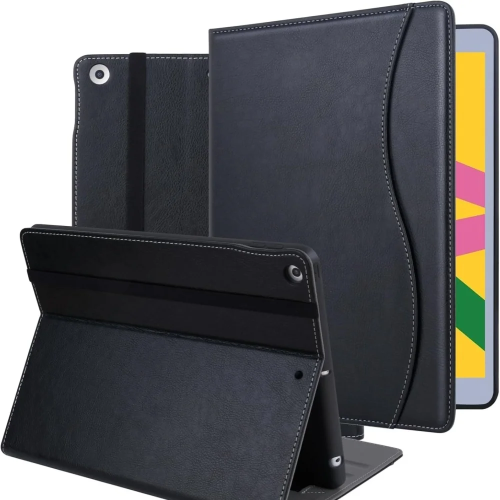 Leather Folding Protective Case For Ipad 10.2 Multi-Angle Viewing Pen Holder Pocket Automatic Sleep/Wake Laudtec