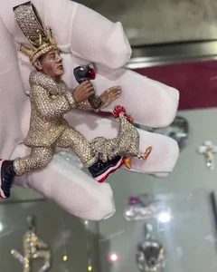 Custom Made Enamel Cartoon Pendant Moissanite Unisex Wedding Hip Hop Jewelry Indian Manufacturer