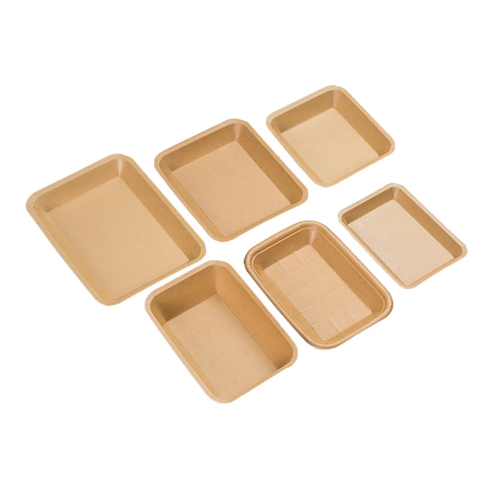 Disposable Plate Barbecue Dinner Paper Plate Commercial Kraft Paper Rectangular Tray Tableware