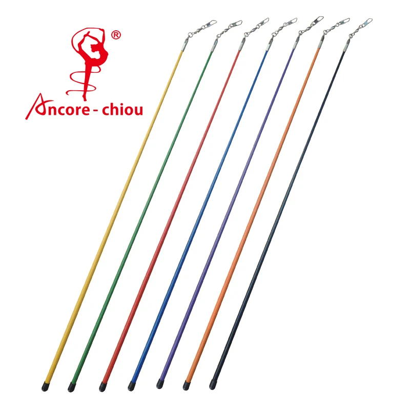 Customizable Rhythmic Gymnastics Colorful Ribbon Stick Capped End 50