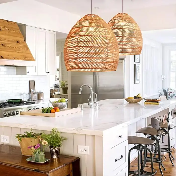 Contemporary Boho Decor Style Rattan Lampshade European Minimalist ...