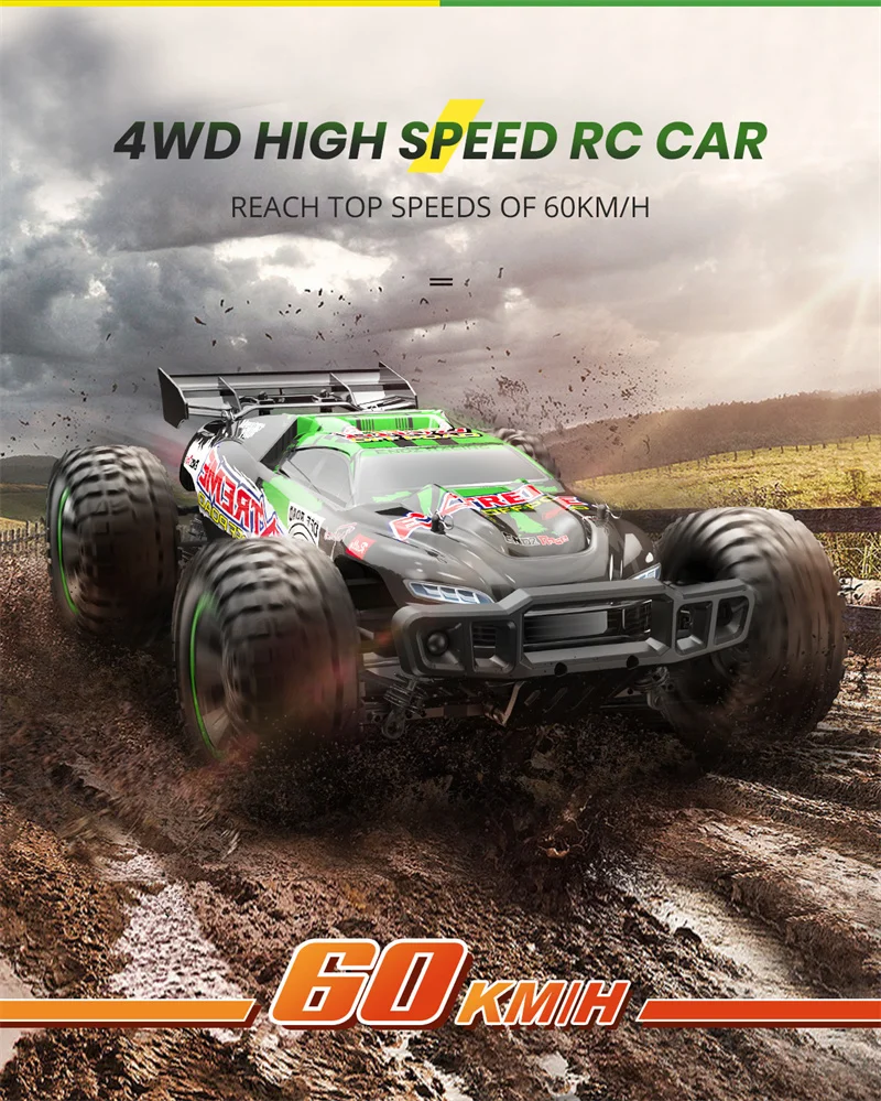 All-Terrain RC Monster Truck - YYRC 202E 1:10 Scale 4WD High-Speed Racer, 45KM/H 2.4Ghz Remote Control Car for Hobbyists