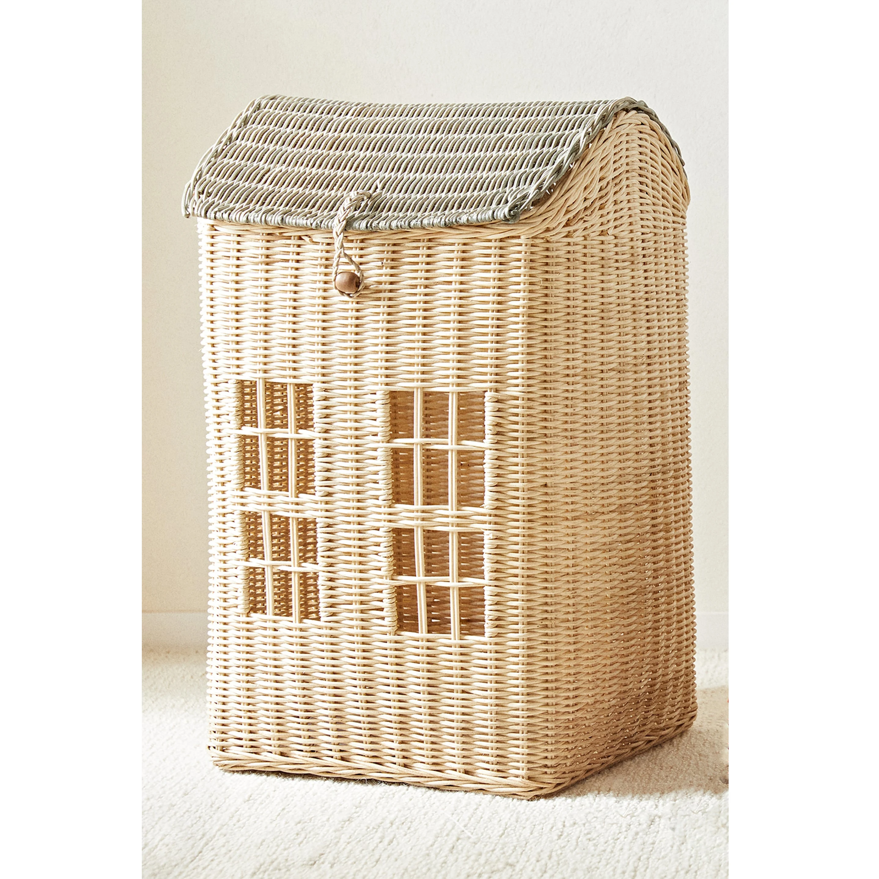 corner hamper storage cane organizer natural rattan wicker laundry basket