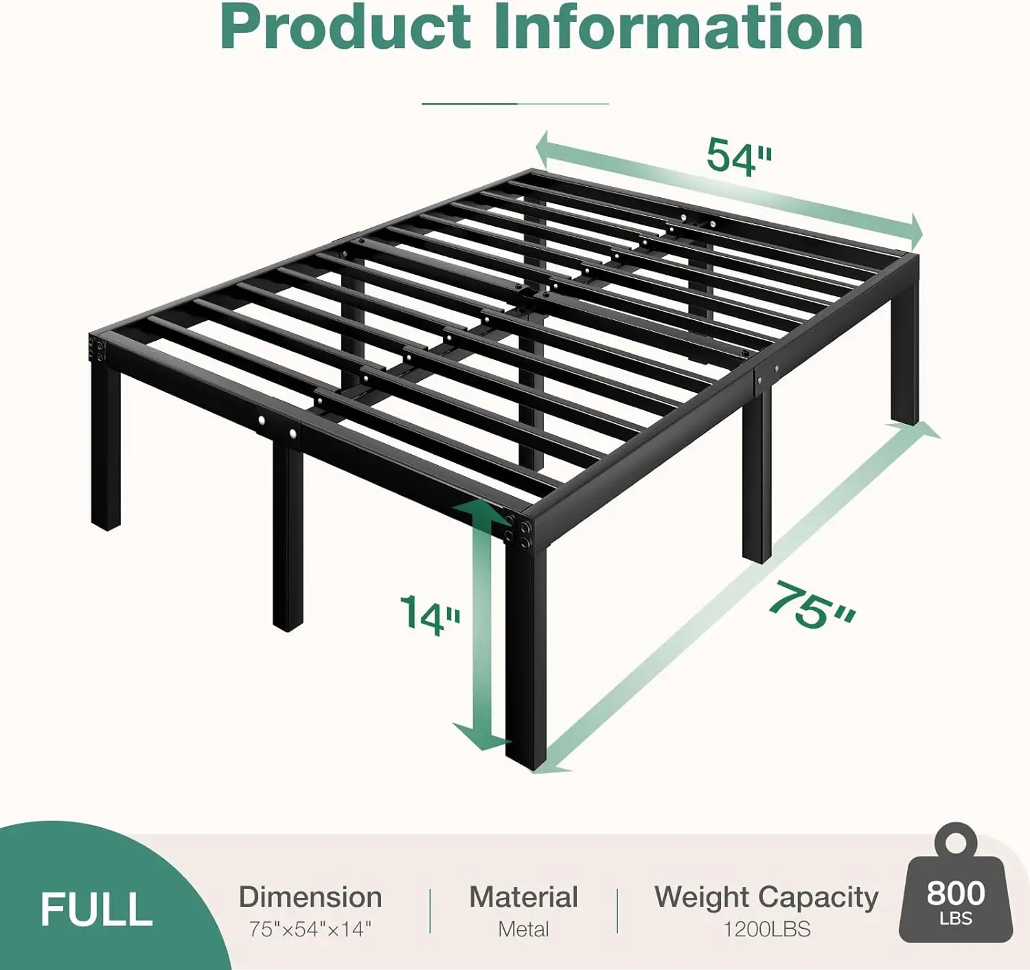 Triho Thf-1655 American Full Bed Frame Metal Platform Bed With Petal ...
