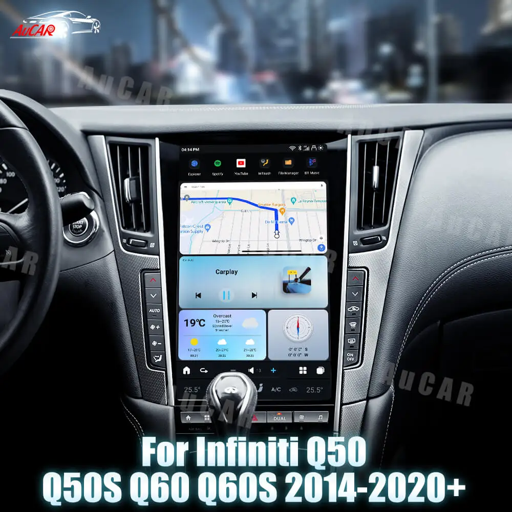 Mark 7 AuCAR 13.6" Android 13 Tesla Screen Car Radio Video for Infiniti Q50 Q50S Q60 Q60S 2014-2022 GPS Navigation Stereo Player
