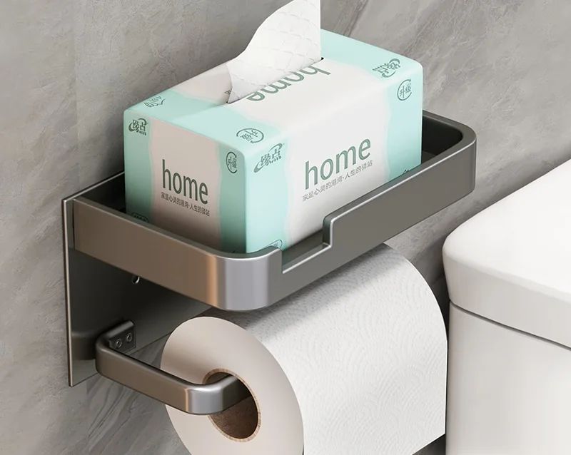 Toilet Paper Roll Holder With Shelf Aluminum Toilet Paper Dispenser No