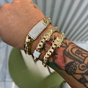 Hip Hop Iced Moissanite Studded 6mm Gold Plated Cuban Link Bracelet Men Customized Jewelry Indian Suppliers Anniversary