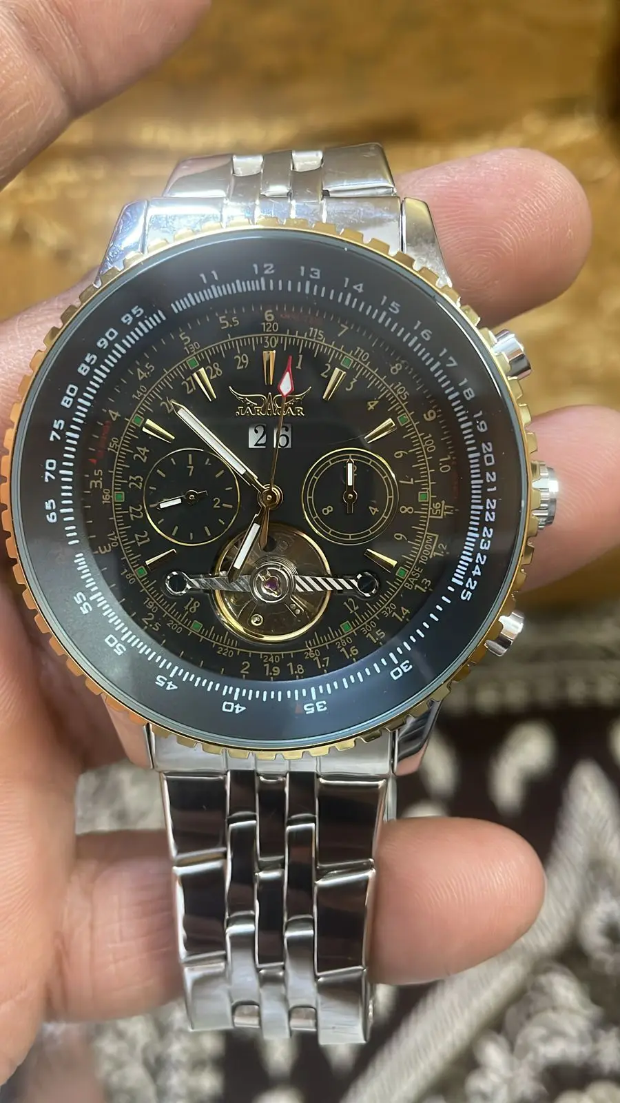 JARAGAR GMT976 Flying Series Golden Bezel Scale Dial Design Stainless Steel  Mens Watch Top Luxury Automatic Mechanical Clock| Alibaba.com