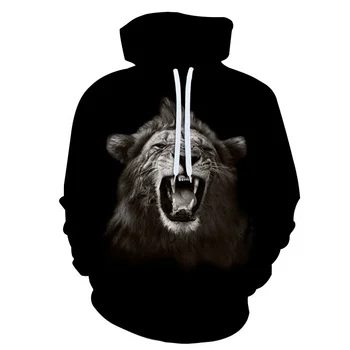 High Quality Black lion design 3D sublimation sweater hoodie