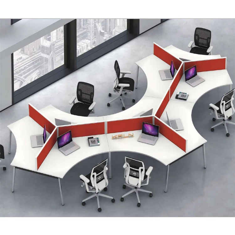 Modular Office Tables Call Center Cubicles 6 Person Workstation Office Table Office Furniture With Steel Leg and Screen
