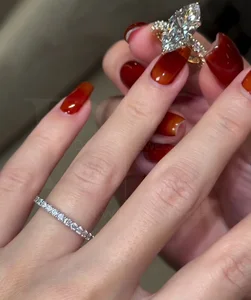 Bespoke Mila Elongated Marquise-cut Hidden Wrap Halo Lab Grown Diamond Rose Gold Wedding Bridal Set Ring with Isabella Band