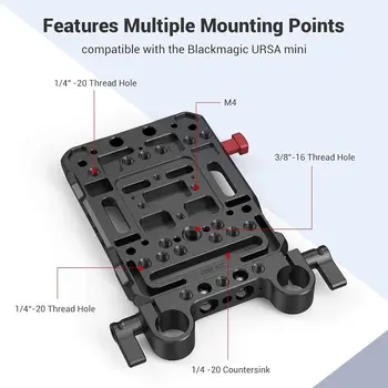 SmallRig Battery Plate with V-Lock Mount with Dual 15mm Rod Clamp for Camera Power Supply - 3016 detail image