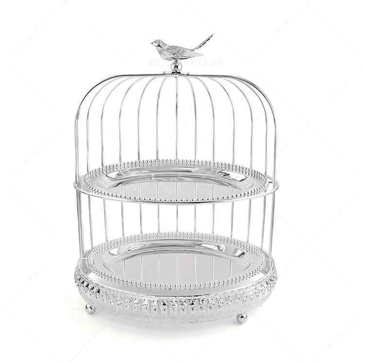 new arrival birdcage metal frame party decoration cake stand wedding dessert snack tray stand high end silver cake stand