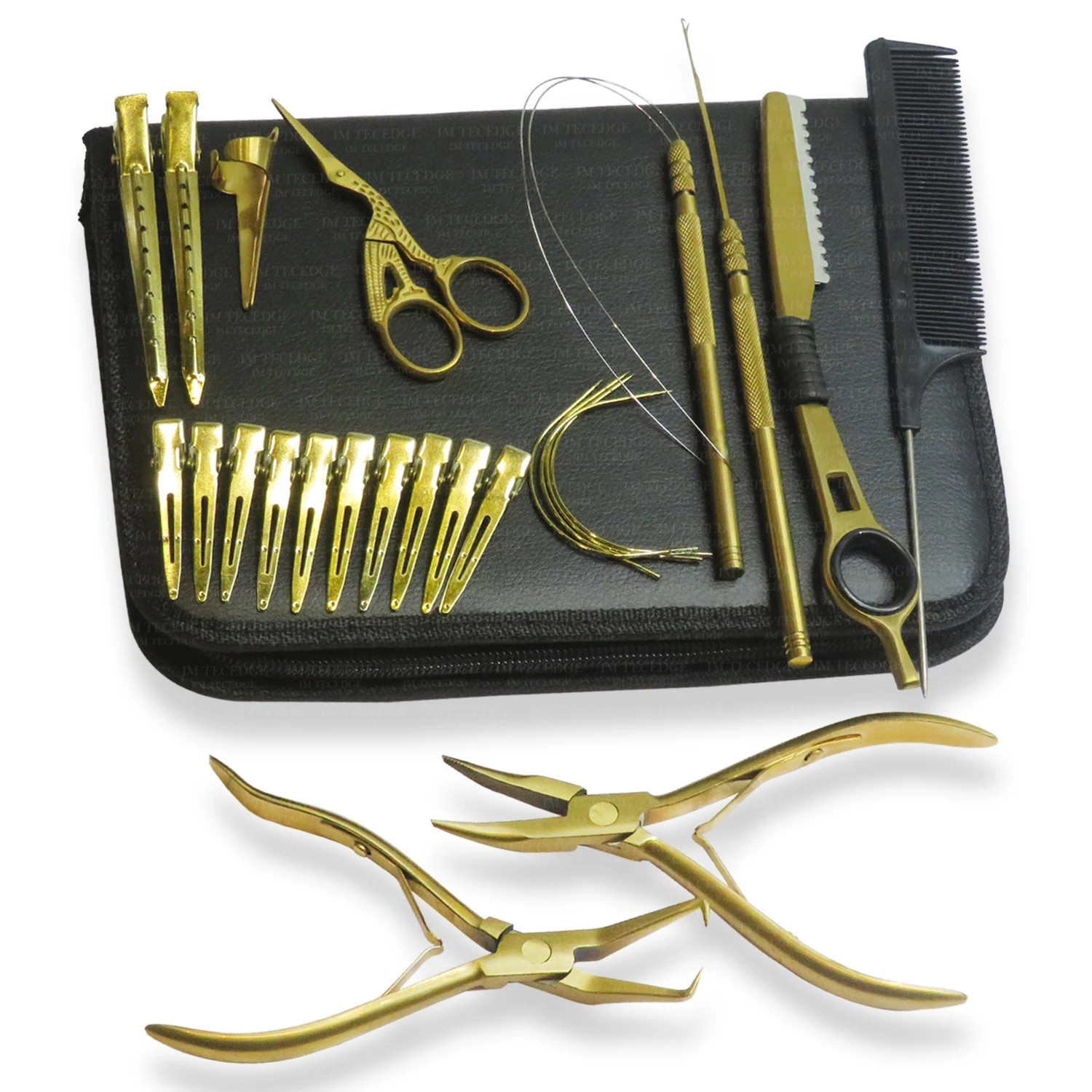 Hair Extension Applicator Tools Kit Micro Link Pliers Set Hair Parting & Styling Comb Micro Bead Hair Extension Tools 5 Pieces