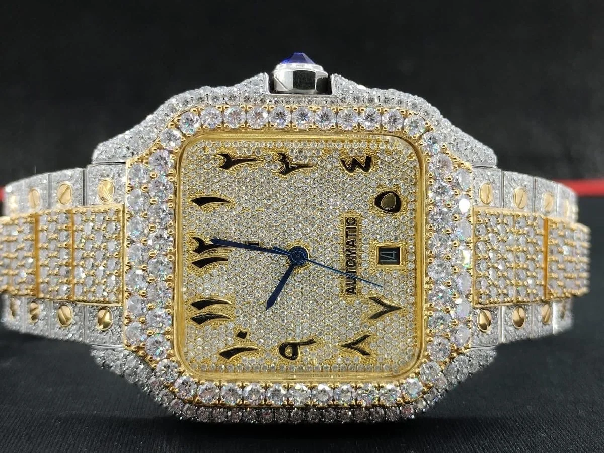 Luxury Arabic Dial Vvs Moissanite Stainless Steel Watch Hip Hop Iced ...