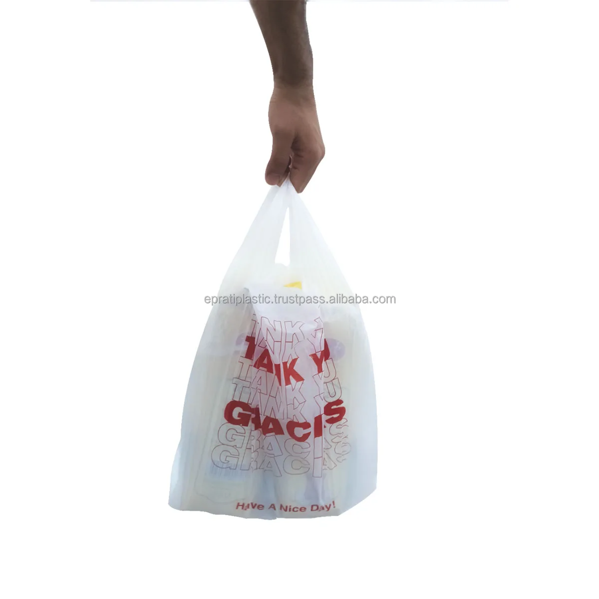 Eco-friendly Duty Free Hdpe Thank You Plastic T-shirt Bag For Grocery ...