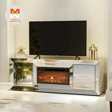 Factory Directly Sell Competitive Mirrored TV Stand with Fireplace