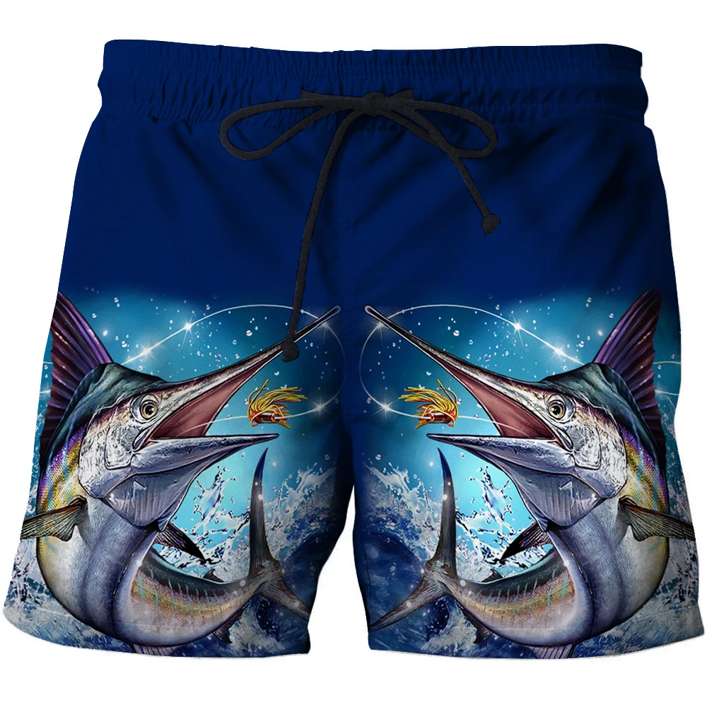 3D-tryckta strandshorts för män, sommar, fiske, unisex, djur, fisk, lösa shorts, sport, badbyxor med hög midja645_voghion.com