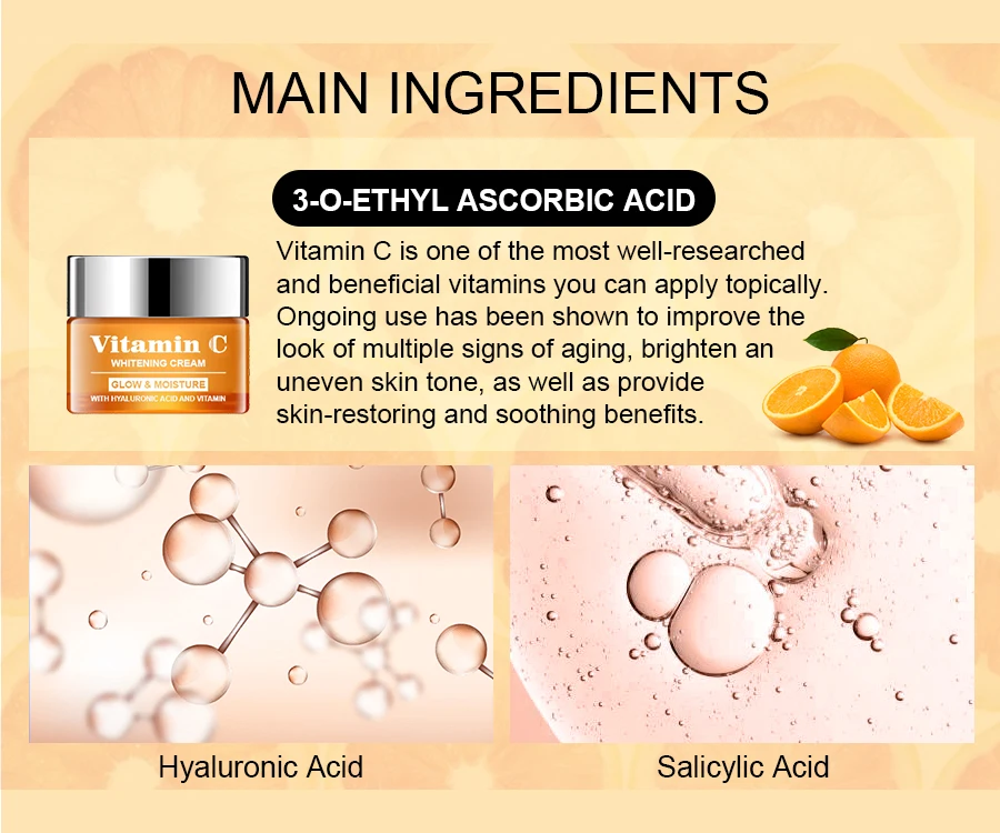 Oem Korean Natural Organic Skin Care Moisturizing Vitamin C Whitening Face Cream Lition Private