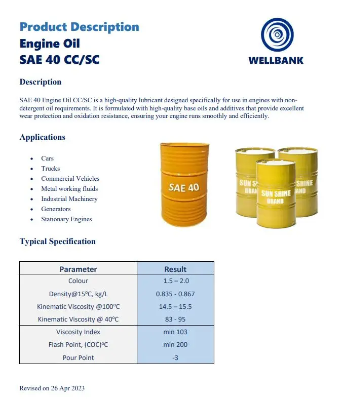Sun Shine Brand Sae 40 Cc/sc Engine Oil - Buy Engine Oil Supplier ...