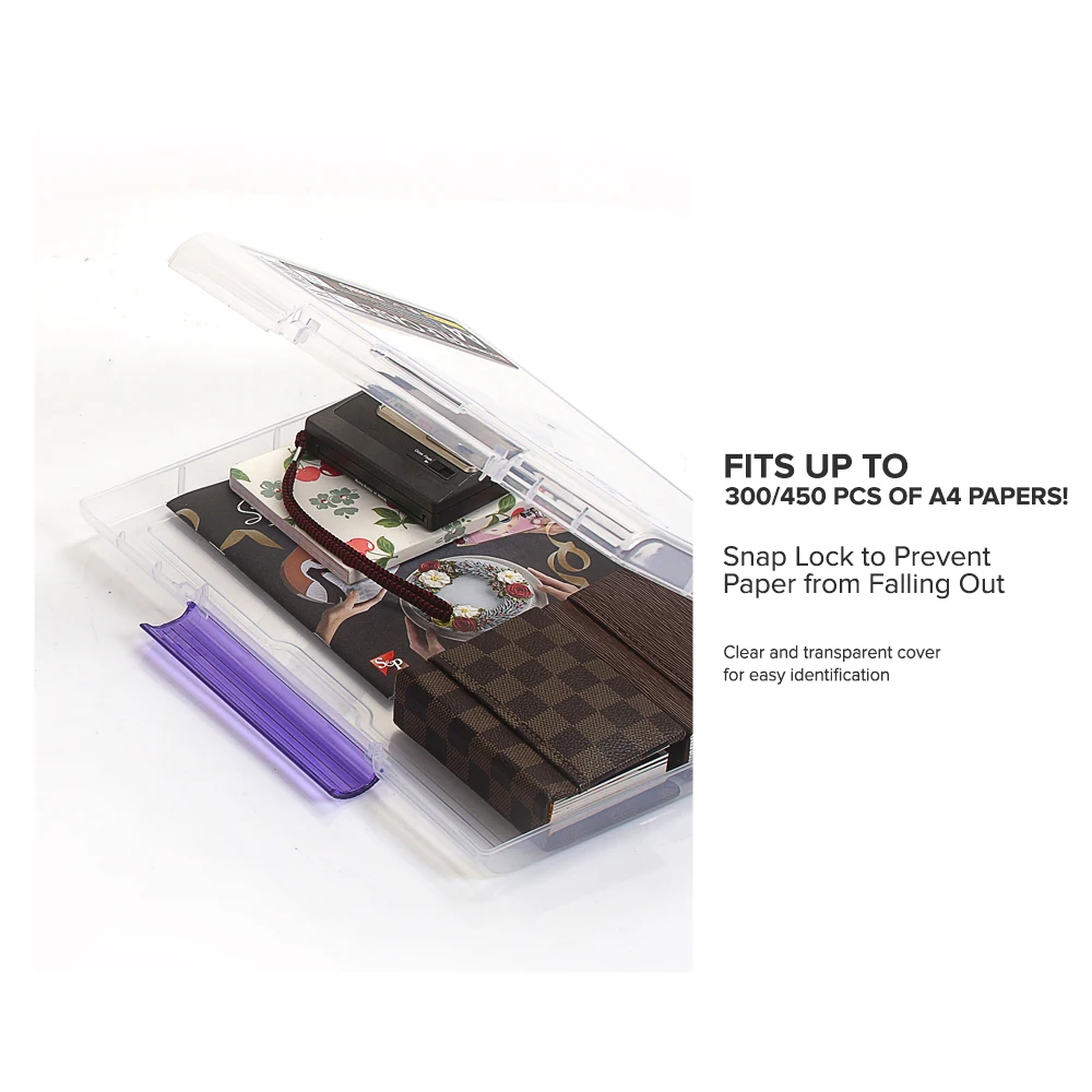 Elianware Transparent Clear Body Portable Hand Carrier A4 File Case