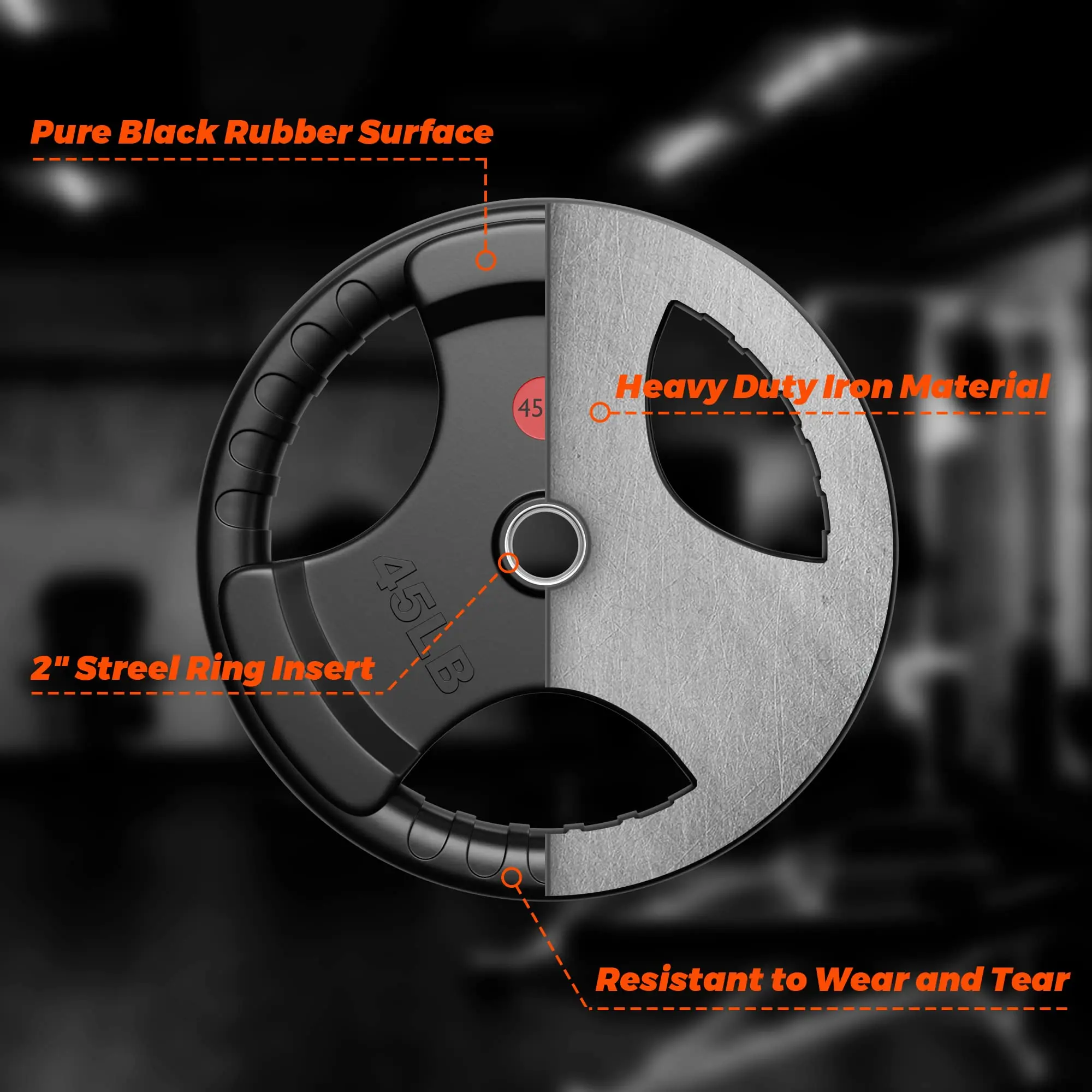 Pre-Cut Stackable Competition Rubber Weight Plates for Garage-Gym Use for product detail 3