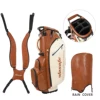 Bolsa de golf marrón con soporte, 6 compartimentos.