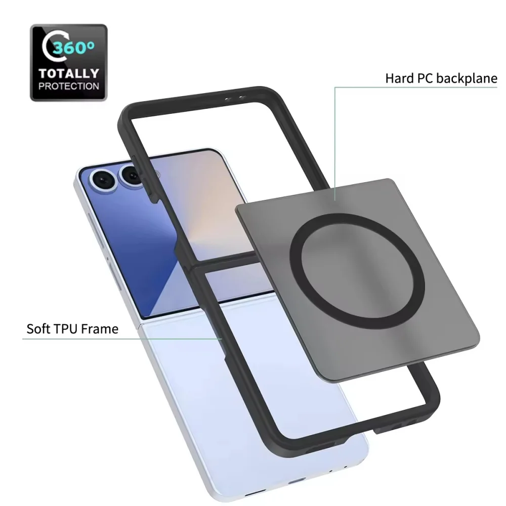 product case for samsung galaxy z flip 7 20mm thickened enhanced protection shockproof translucent matte skin feel magnetic laudtec-4