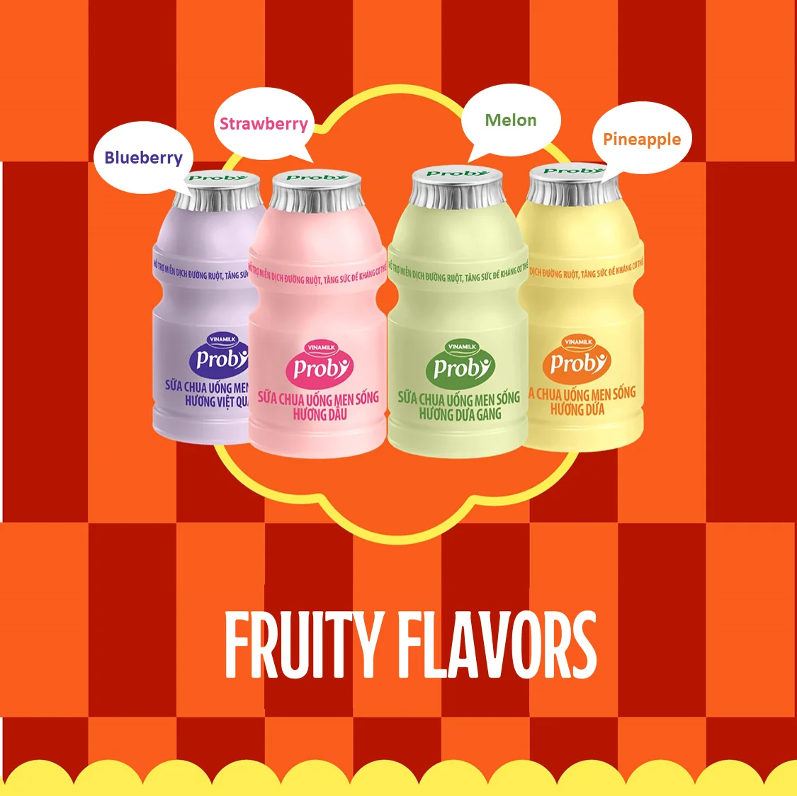 Vinamilk Probi Drinking Yogurt Sweetened Flavor Wholesale High Quality 130ml X 24