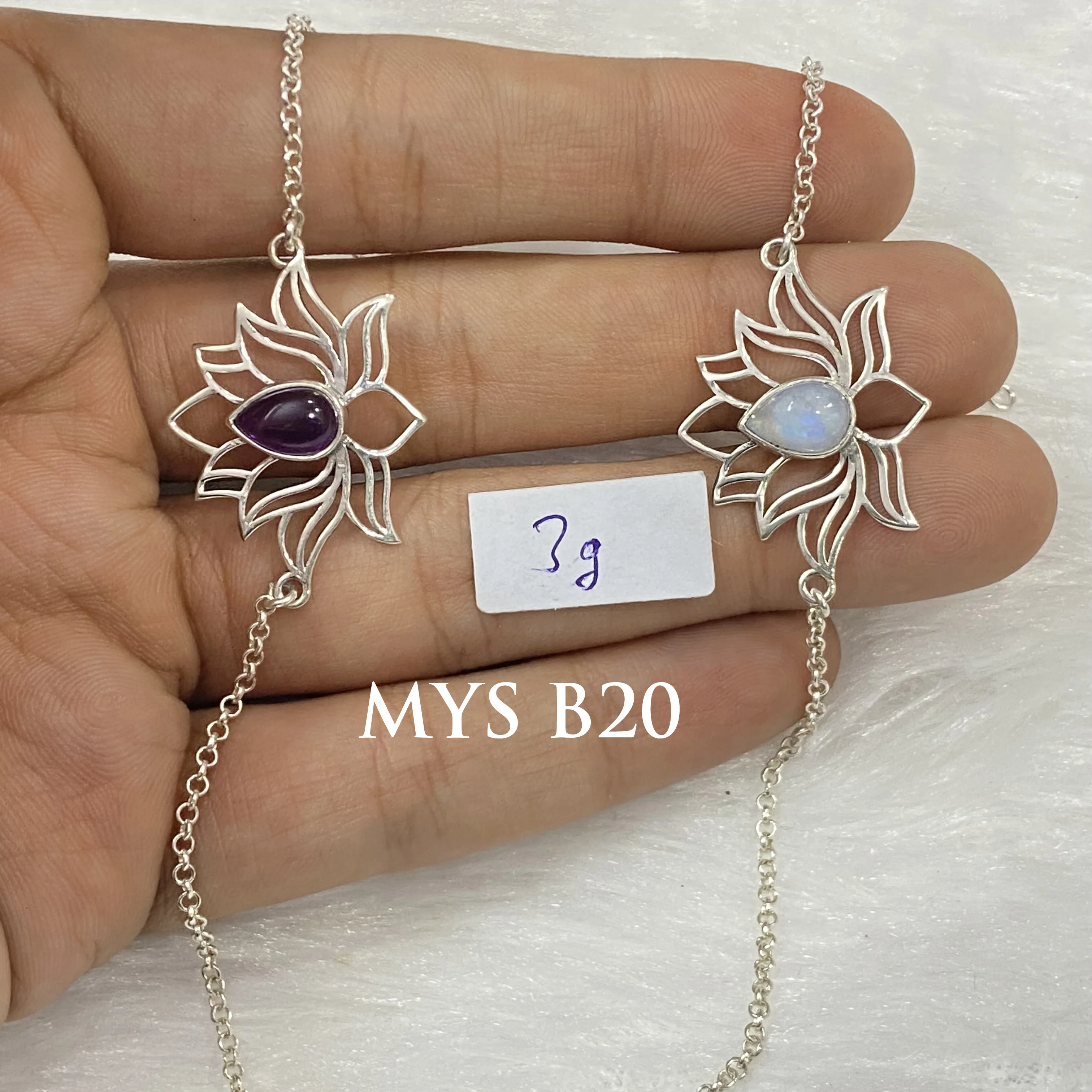 Original Handmade Lotus Flower Design 925 Silver Bracelet With