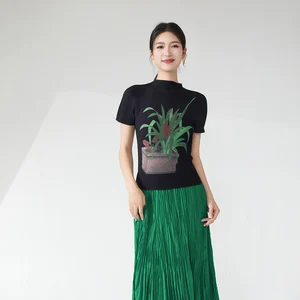 High Quality Quick Wholesale Women's Elegant T-shirt Design Elastic Printed Casual Tops