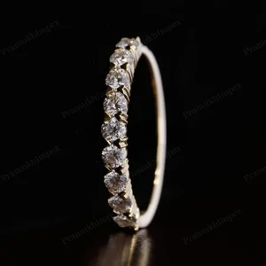 Customized 10K Solid Gold IGI Certified 1.50mm Wedding Band 0.61CTW Lab-Grown Cut Diamond Trendy Stack Band for Weddings Parties