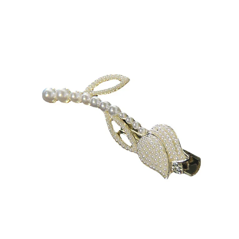 Женские Ювелирные изделия заколка для волос из сплава с цветком тюльпана и жемчугом со стразами женская новая летняя боковая челка зажим