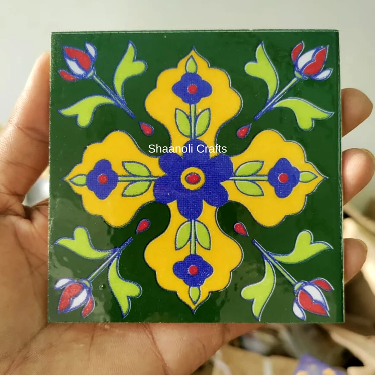 Antique Style Home Interior Decoration Rajasthani Blue Pottery Tiles