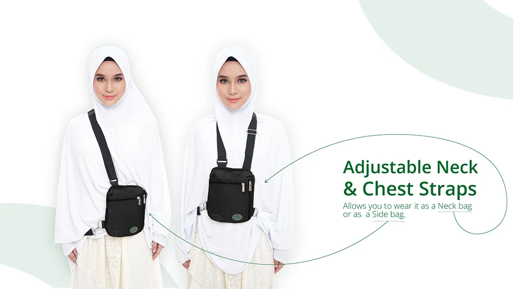 Worldwide Selling Premium Quality Hajj Safe Water Resistant Light Weight Neck Bag and Side Bag for Hajj and Umrah