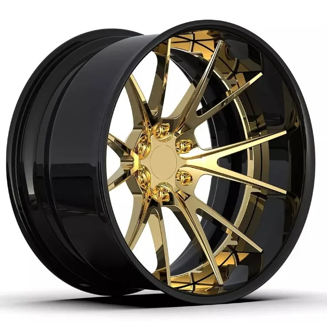 Customized Golden Wheel Rim High Polished Deep Concave 2 3 Pieces