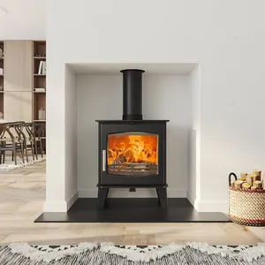 Modern Design Cast Iron Freestanding Fireplace Wood Burning Pellet Stove with Remote Control Promotion Product