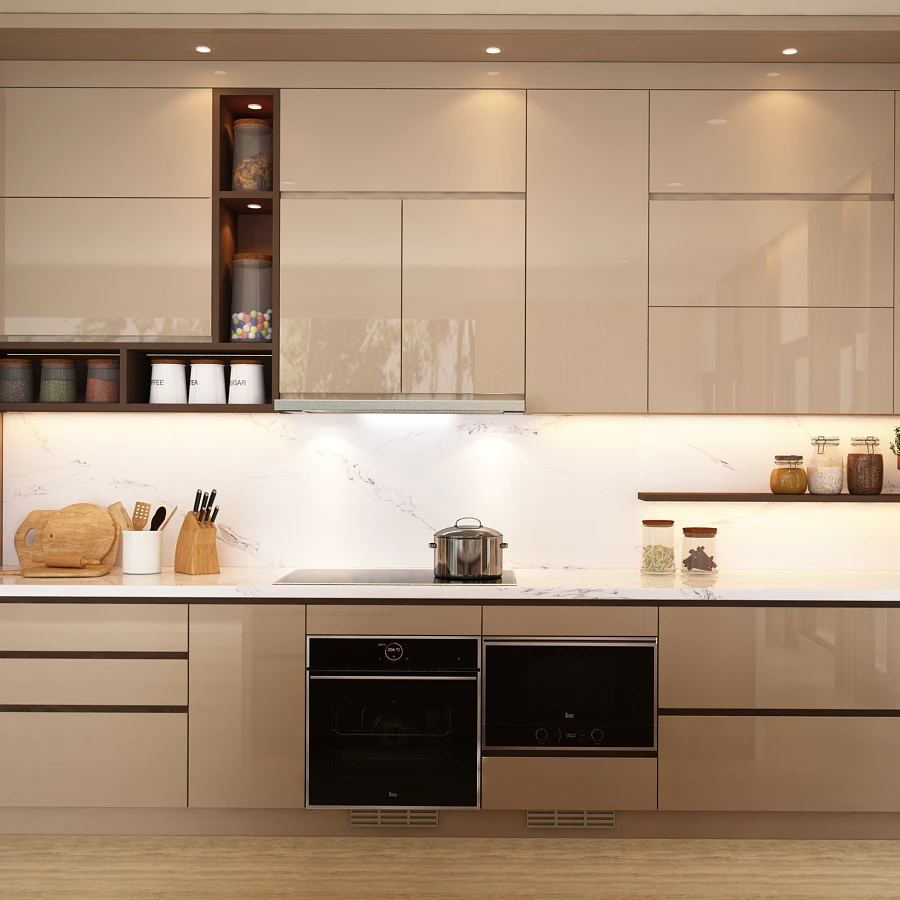 Engineered Wood Kitchen Natural Wood Mdf Mfc Modern Design