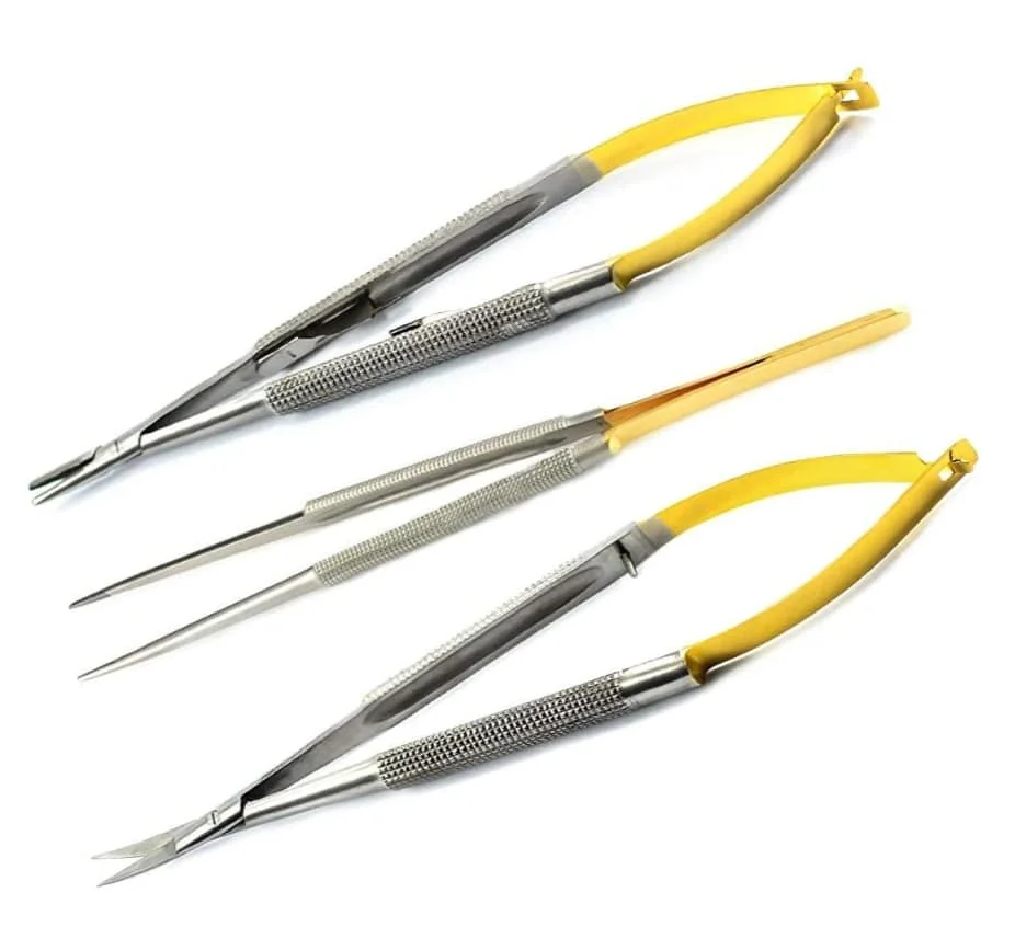 Castroviejo Micro Forceps Scissors Set Versatile Microsurgical Instrument Corrosion Resistant Stainless Steel Tungsten Carbide