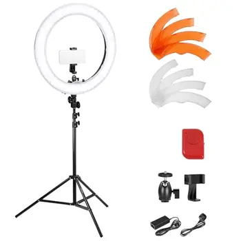 For 18" SMD LED Ring Light Kit Aluminum Alloy 78.7-inch Light Support Hot Shoe Phone Holder for Photo/Video (No Carrying Bag)